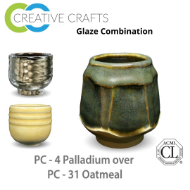 Palladium PC-04 over Oatmeal PC-31 Pottery Cone 5 Glaze Combination